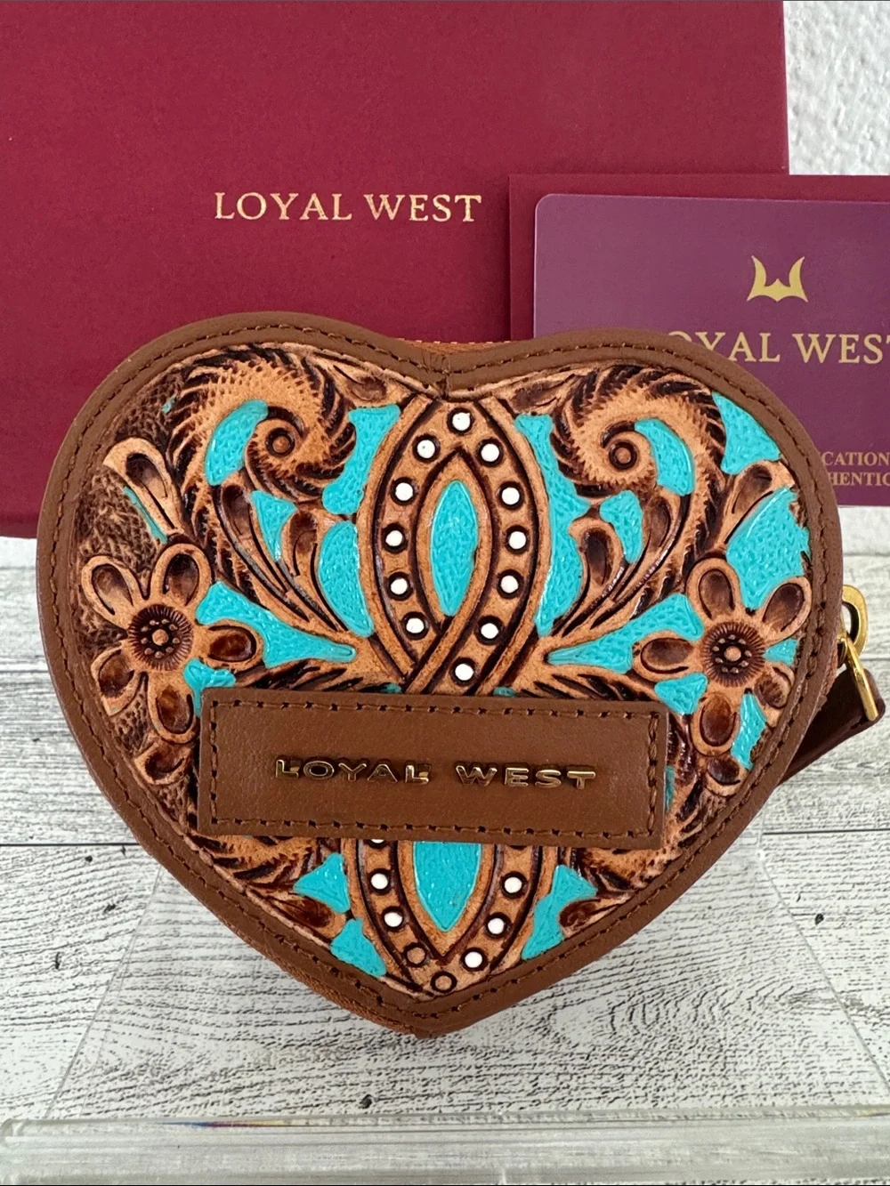 Loyal West by Myra Cupid Handtooled Leather Whisky & Water Coin Pouch NIB